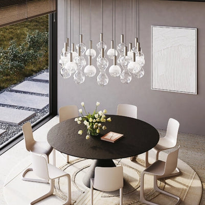 Zafferano Lampada a sospensione Sfera LED in alluminio e vetro borosilicato soffiato a bocca, luce calda 2700K, diametro 18 cm, colore alluminio