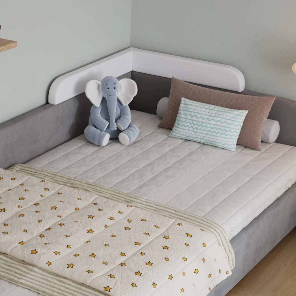 Letto imbottito per bambino con vano contenitore e sponde morbide