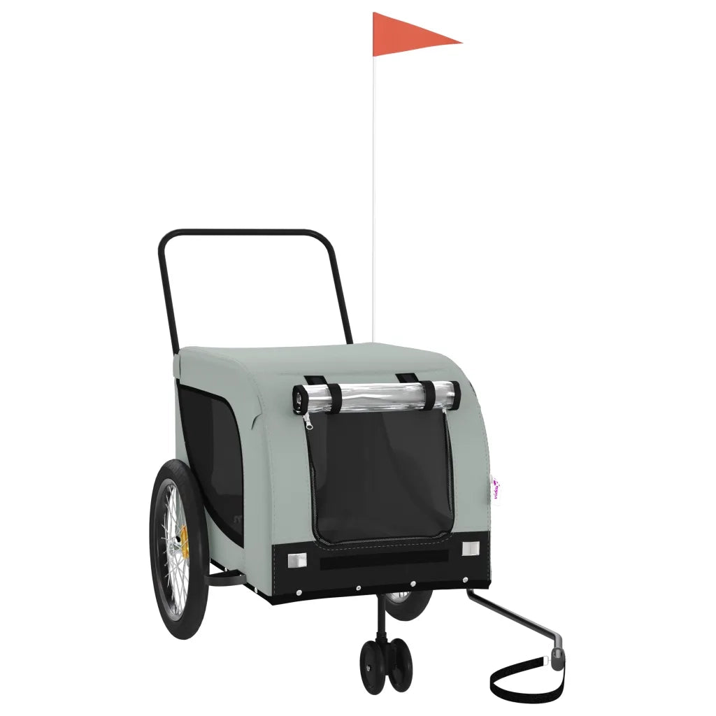 Rimorchio da Bici per Animali Grigio e Nero Oxford e Ferro CFW9100862