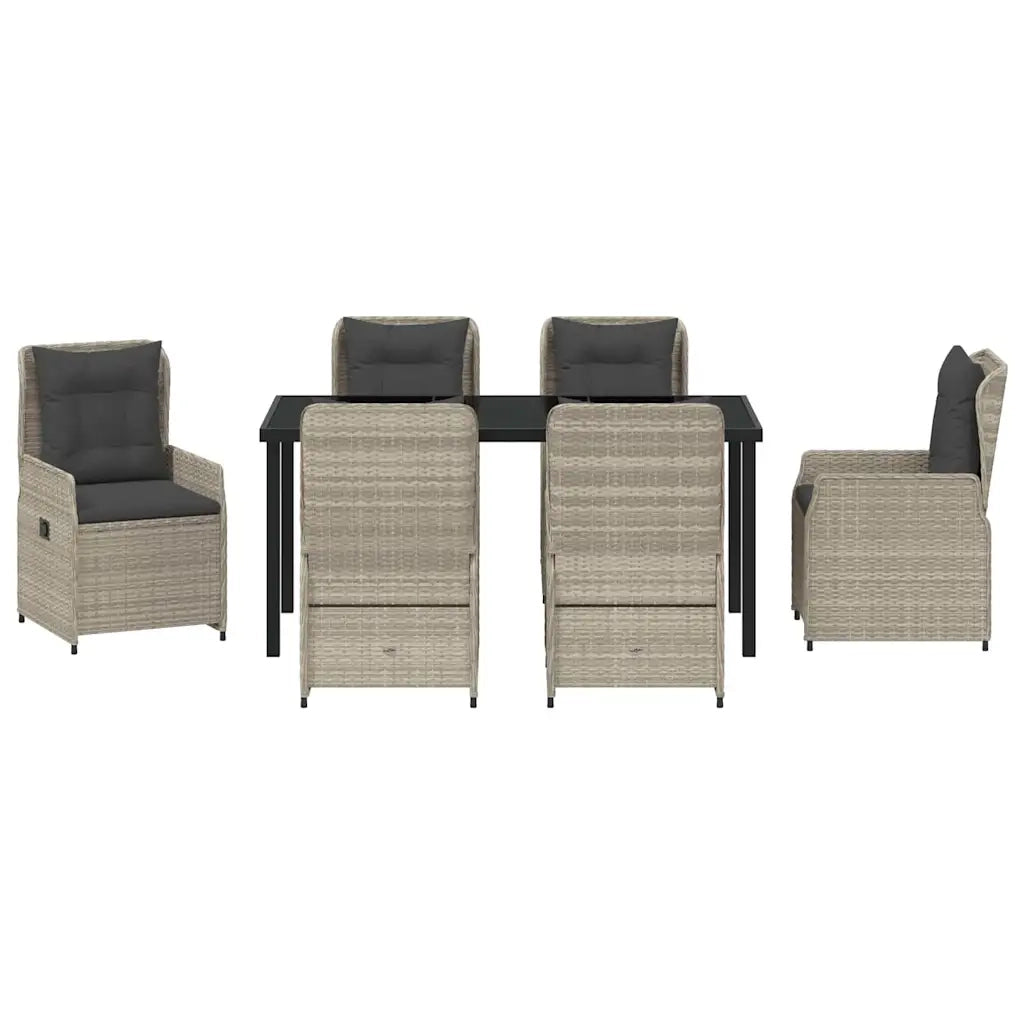 Set da Pranzo per Giardino 7 pcs Grigio chiaro polyrattan 3380978