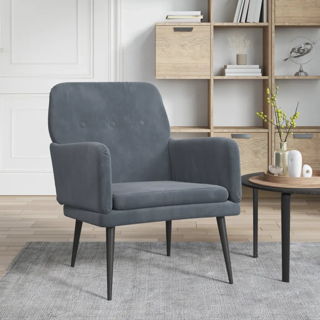Poltrona | Sedia Relax Grigio Scuro 62x79x79 cm Velluto