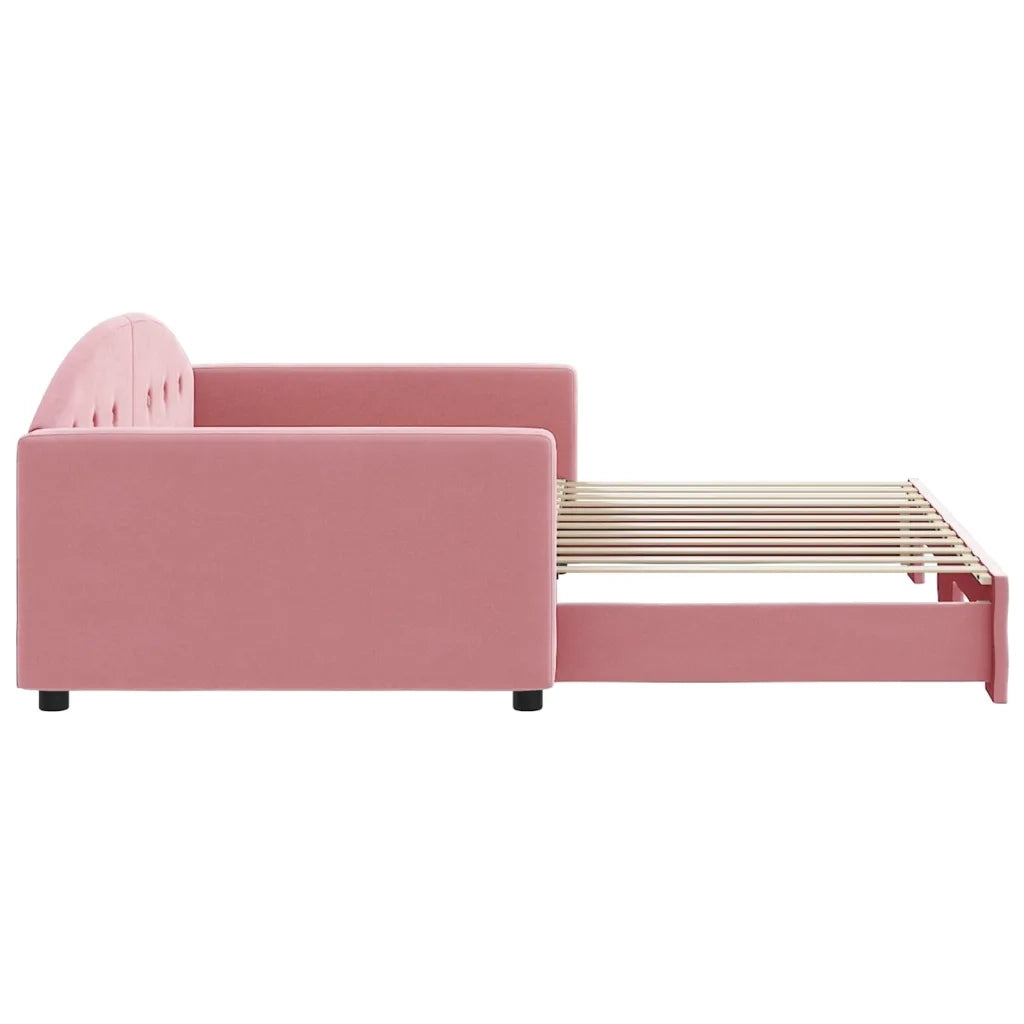 Divano Letto con Letto Estraibile Rosa 100x200 cm in Velluto 3197311