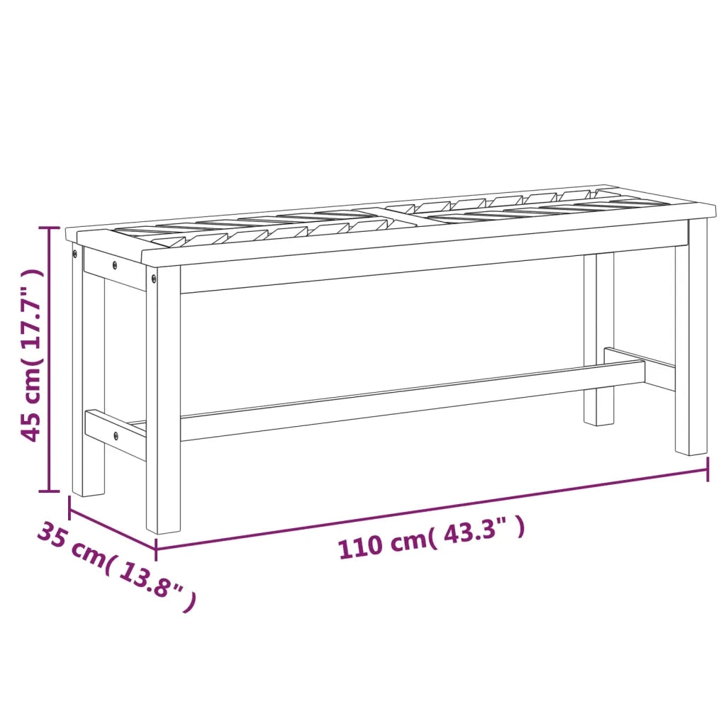 Panca da Giardino-Panca da esterno 110 cm in Legno Massello di Acacia