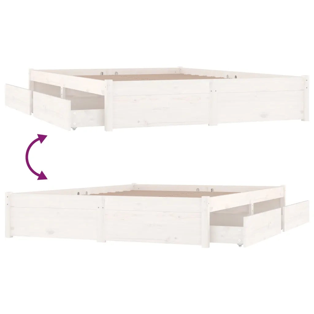 Giroletto con Cassetti-Struttura Letto con contenitore Bianco 140x200 cm 840356