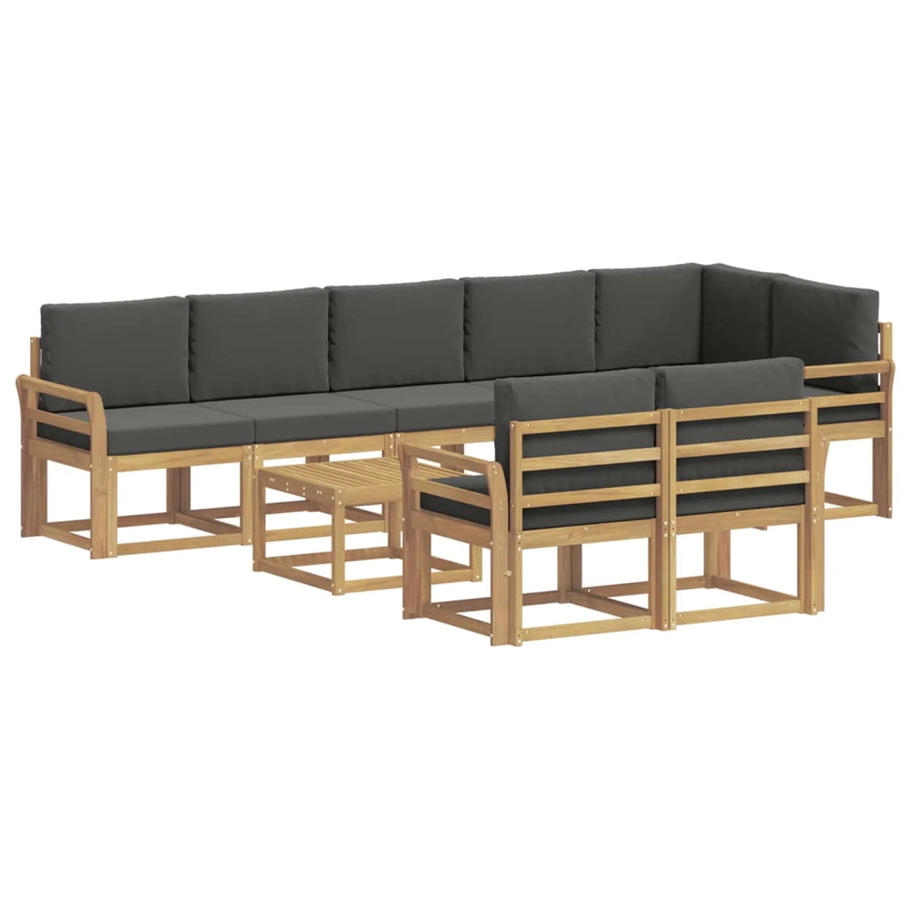 Set di divani da esterno 9 pz Bianco e Antracite Poliestere 3387841