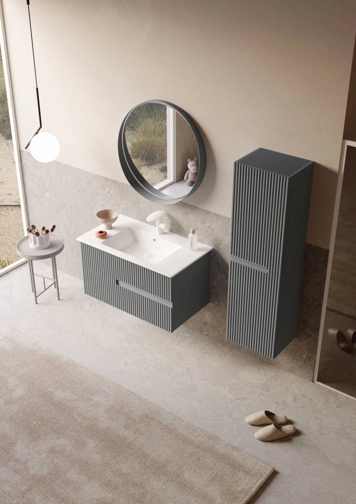 Mobile lavabo "Moonlight 90 v2" - 91 x 51 x 51 cm - Grigio opaco