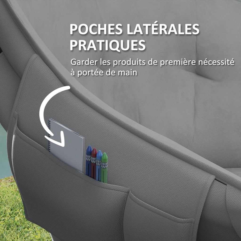 Sedia da Camping Pieghevole Leggera con Seduta Imbottita e Borsa ¨C zephmum ¨C Grigio Scuro