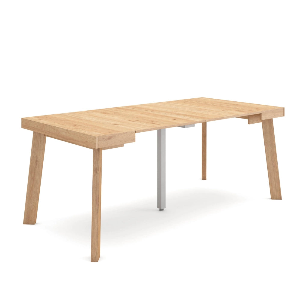 Consolle allungabile, 180x90x73cm, Per 8 persone, Gambe in legno, colore Rovere RF3005