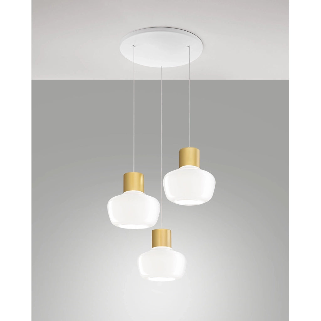 Kino Sospensione Bianco 3Luci Tonda