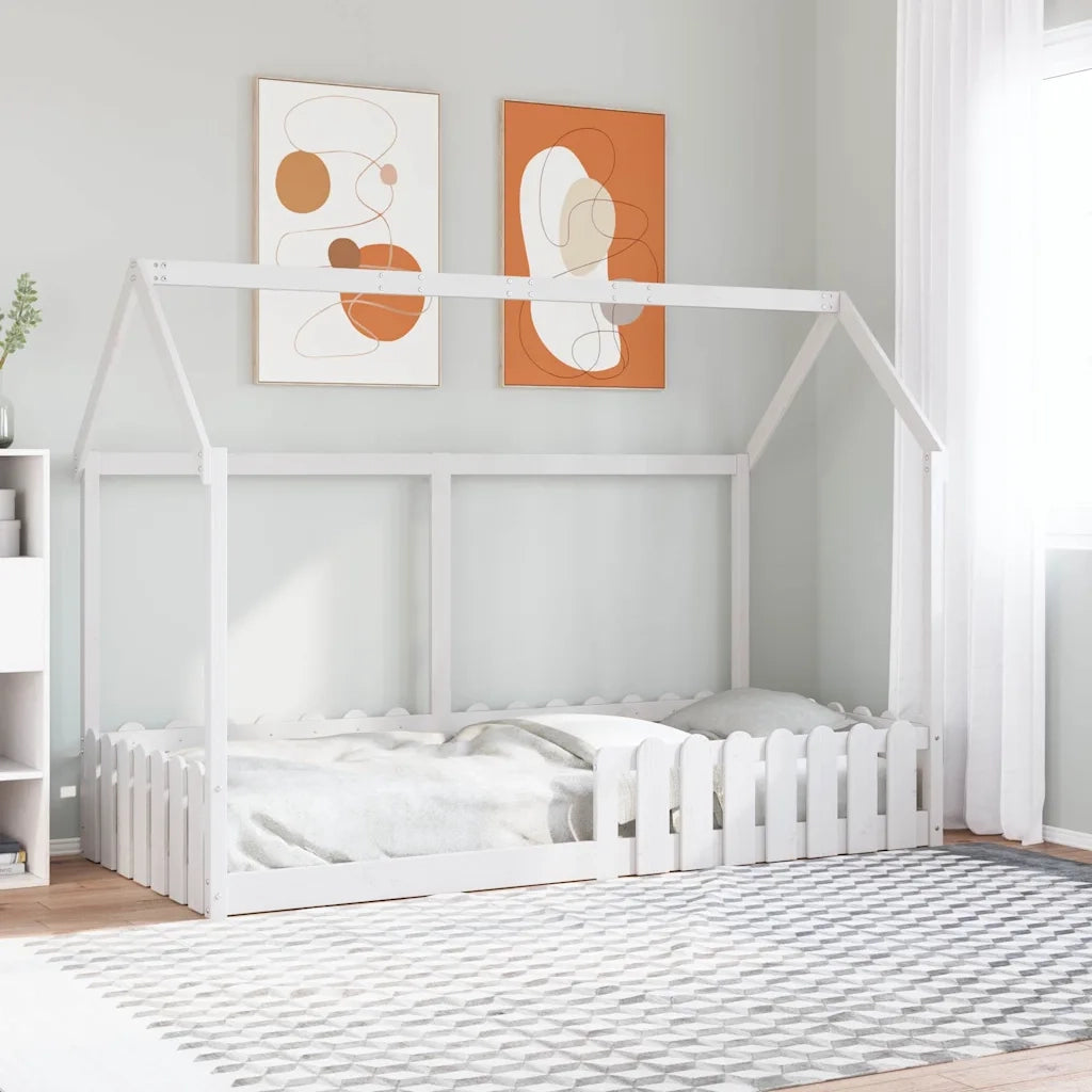 Giroletto Casetta Bambini Bianco 90x190 cm Legno Massello Pino 850693