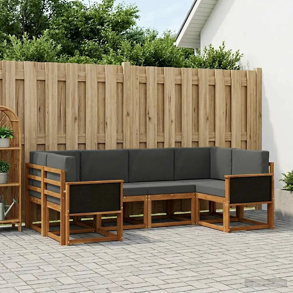 Set di divani da esterno con cuscino 6 pcs Naturale e Antracite 3385483