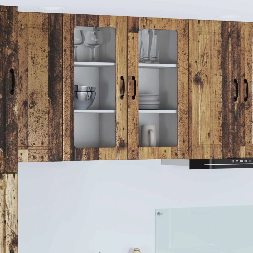 Mobile da cucina con porta 2 pz-Set di 2 Armadio da cucina Legno vecchio 40 x 31 x 80 cm