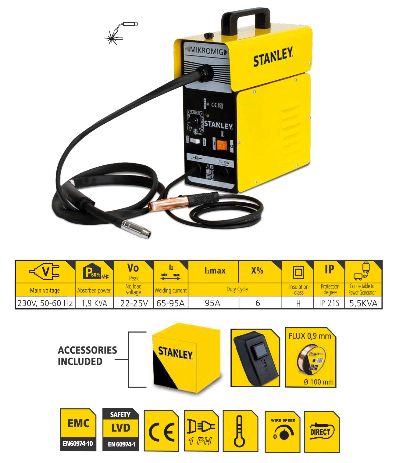 Saldatrice MOG No Gas Compatta con Filo Animato Stanley Mikromig