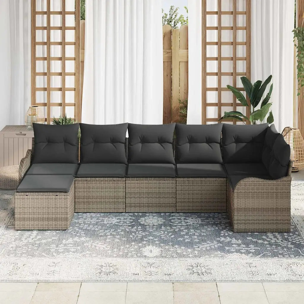 Set Divano da Giardino 7 pcs Grigio polyrattan 3354458