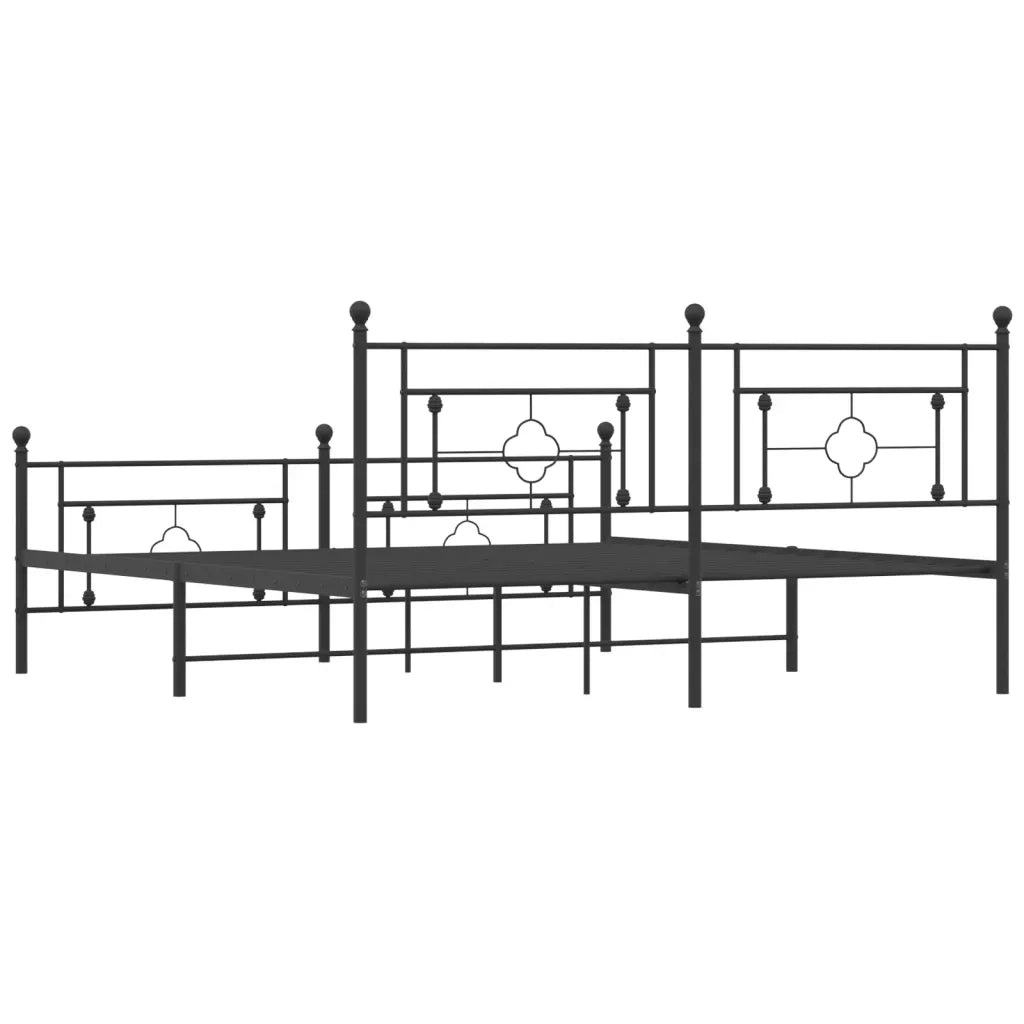 Giroletto con Testiera e Pediera-Struttura Letto Metallo Nero 183x213 cm 612512