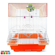 Trade Shop - Gabbia Uccelli Canarini Pappagalli Forma Quadrata Con Accessori Vari Colori -