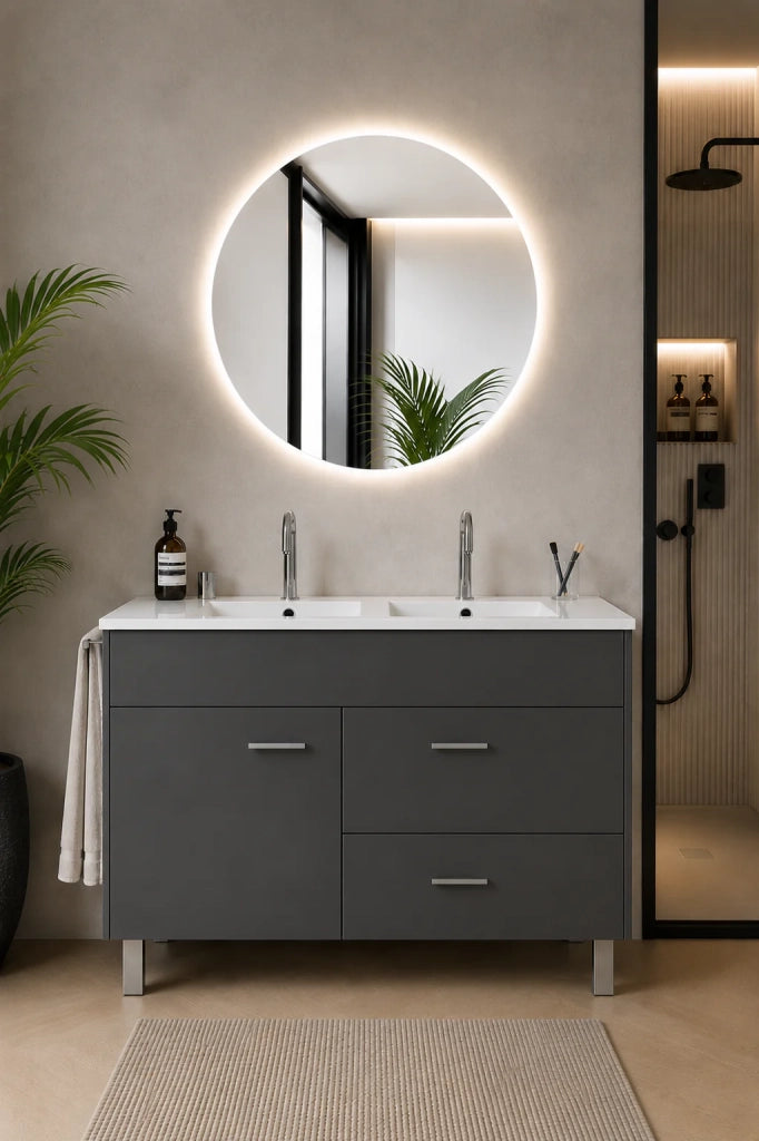 Mobile bagno con lavabo ORIGENBATH SAMOS senza specchio 120x45 cm doppio lavabo grafite