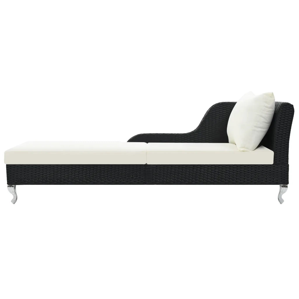 Lettino Prendisole con Cuscino in Polyrattan Nero cod mxl 23060