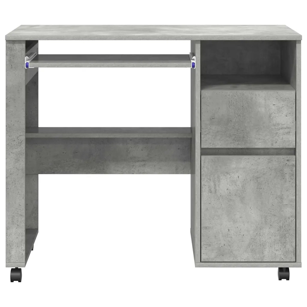 Scrivania con Ruote con cassetto Grigio cemento 91 x 50 x 77 cm 869533