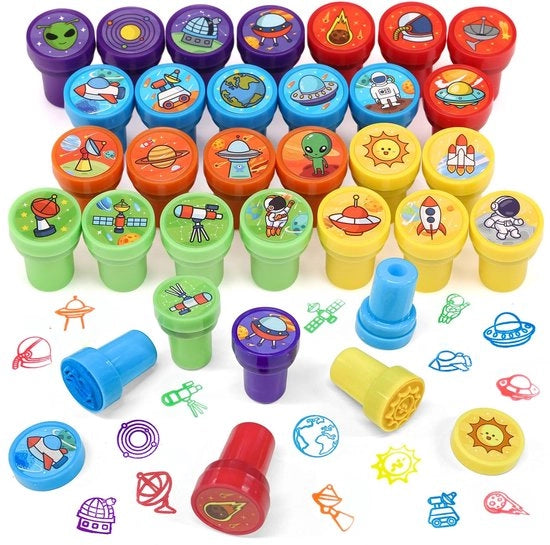 Stamp Set per Bambini - 26 Stampi Tema Spaziale - Ideale per Feste e Scuola - Giocattolo Creativo e Divertente - Educativo e Liscio - Per Bambini