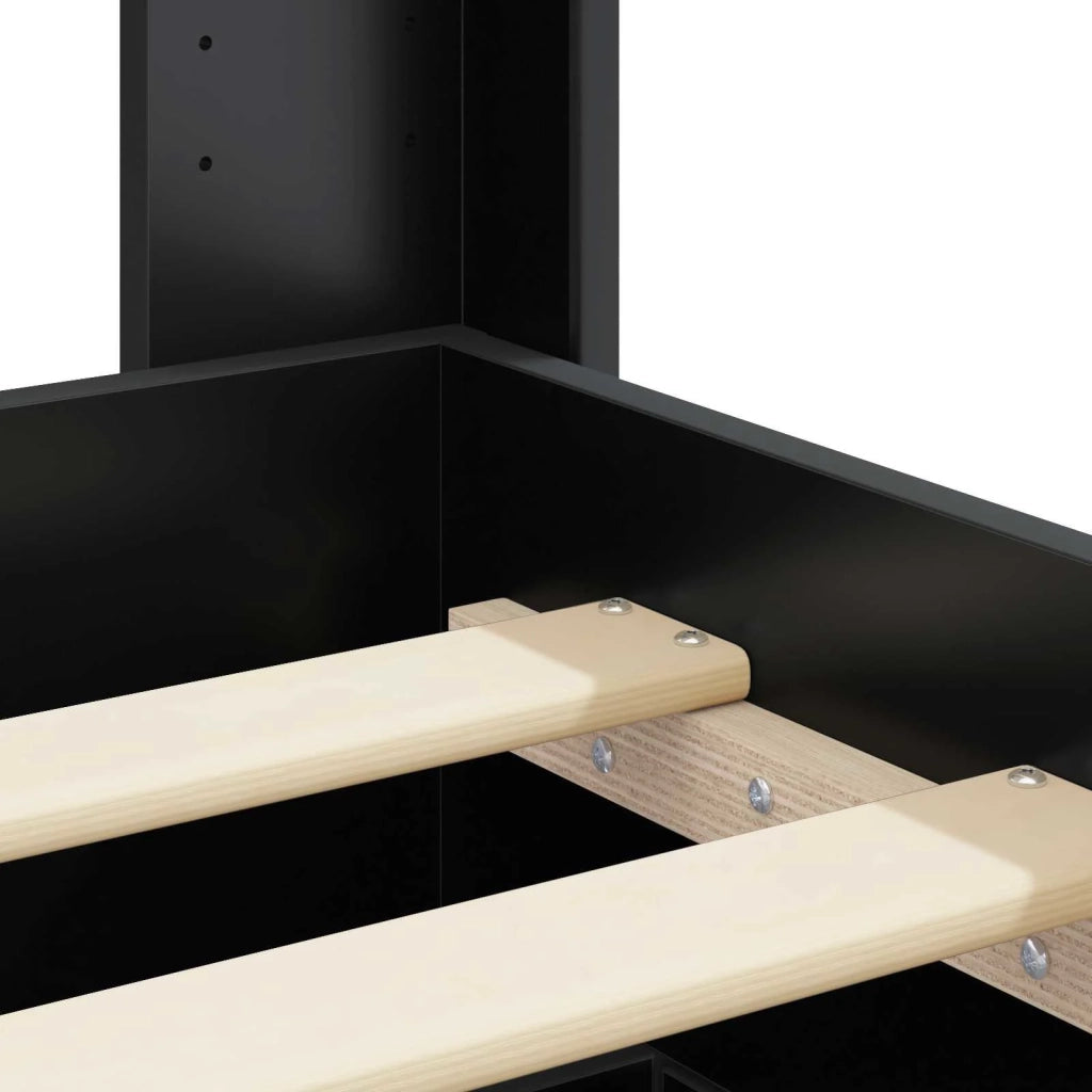 Struttura del letto con stoccaggio e testata Nero 75 x 190 cm 3414166