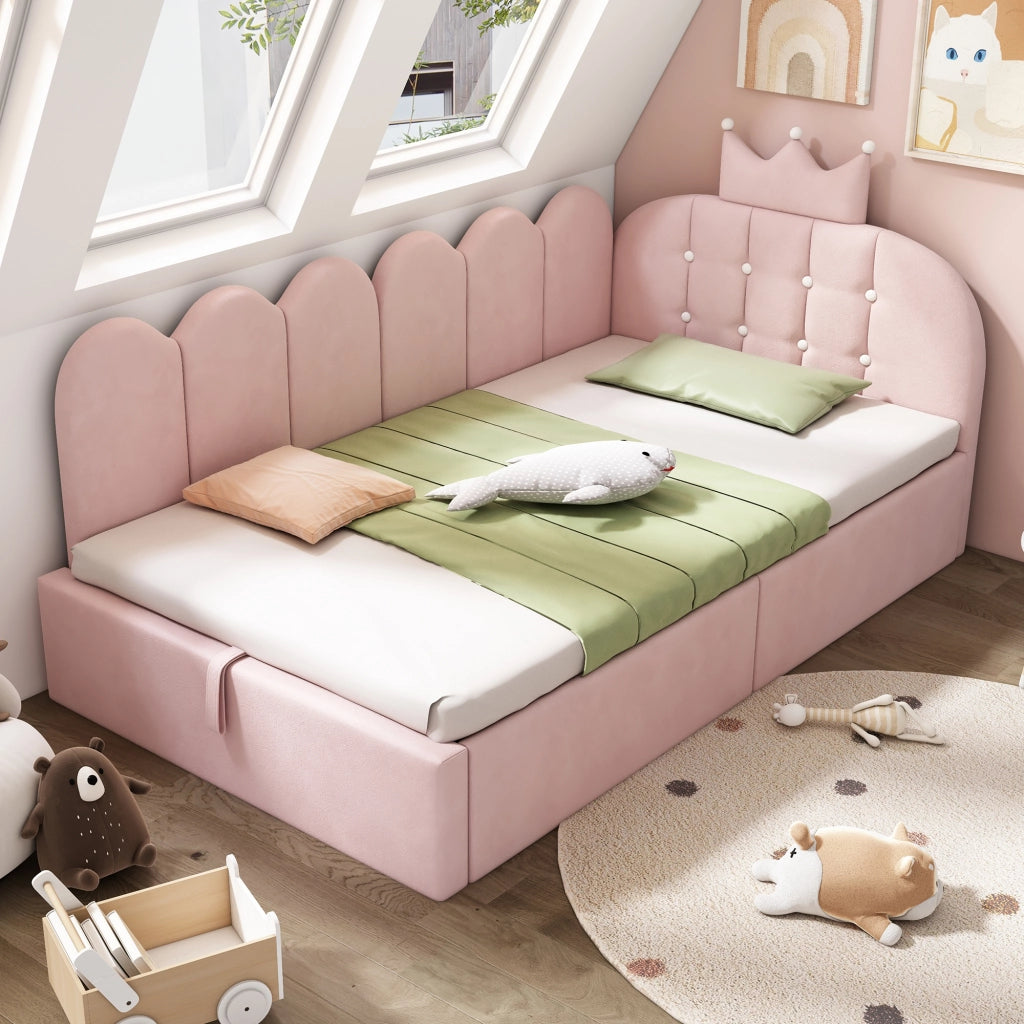 LETTO DA GIORNO L-FORMALE 90x190 cm VELLUTO ROSA CON STRUTTURA IDRAULICA