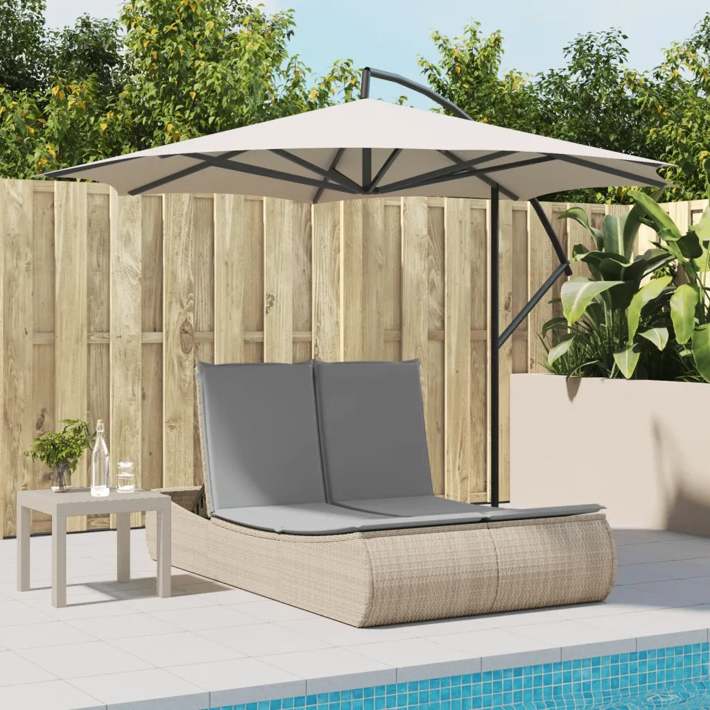 Lettino Prendisole | Sdraio da giardino | Lettino da sole con Cuscini Beige in Polyrattan