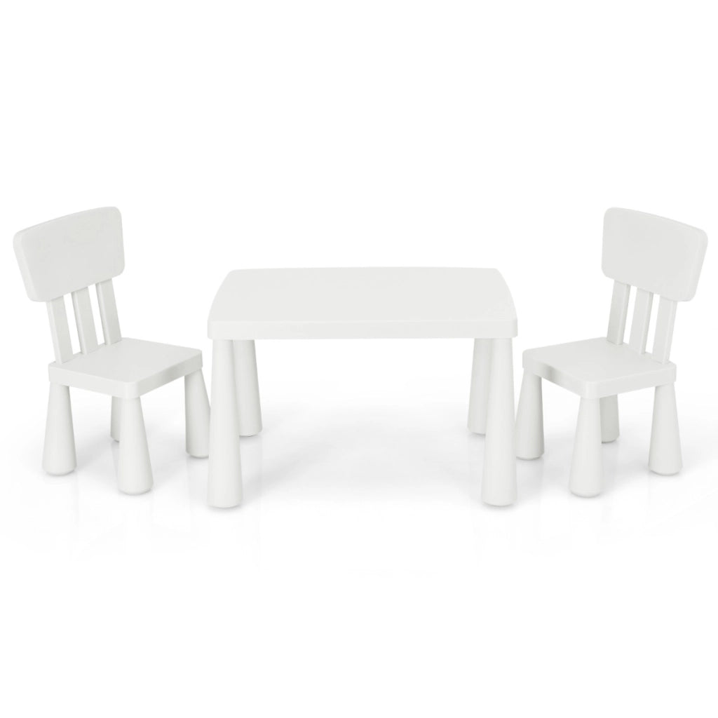 Set con tavolo e 2 sedie per bambini, Set con tavolo e 2 sedie per mangiare disegnare scrivere e fare lavoretti Bianco-Tavoli e sedie