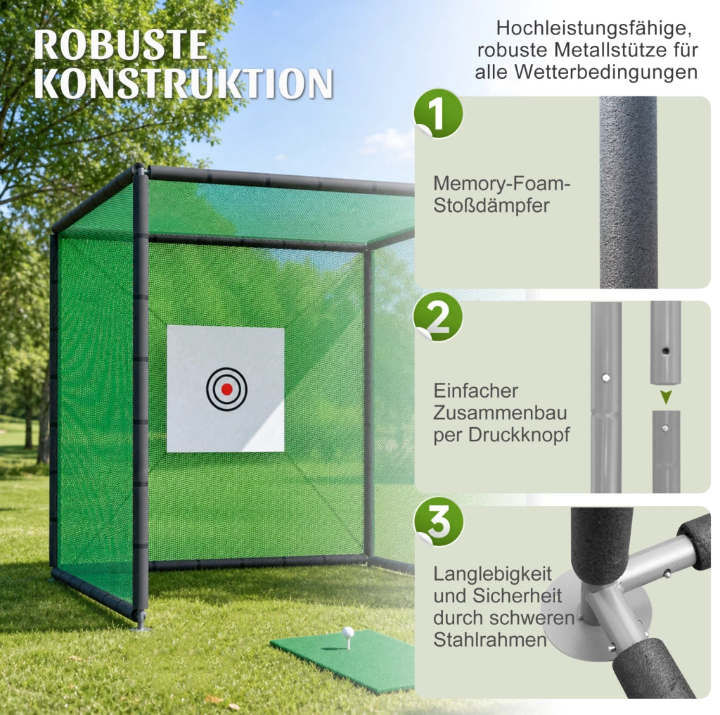 Rete da pratica golf 300 x 300 x 300 cm con accessori