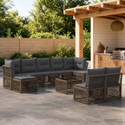 Set Divano da Giardino 10 pz Grigio polyrattan 3434354