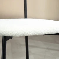 Set di 2 Sedie da Sala da Pranzo con Seduta Effetto Peluche, Schienale Curvo Effetto Legno, Crema