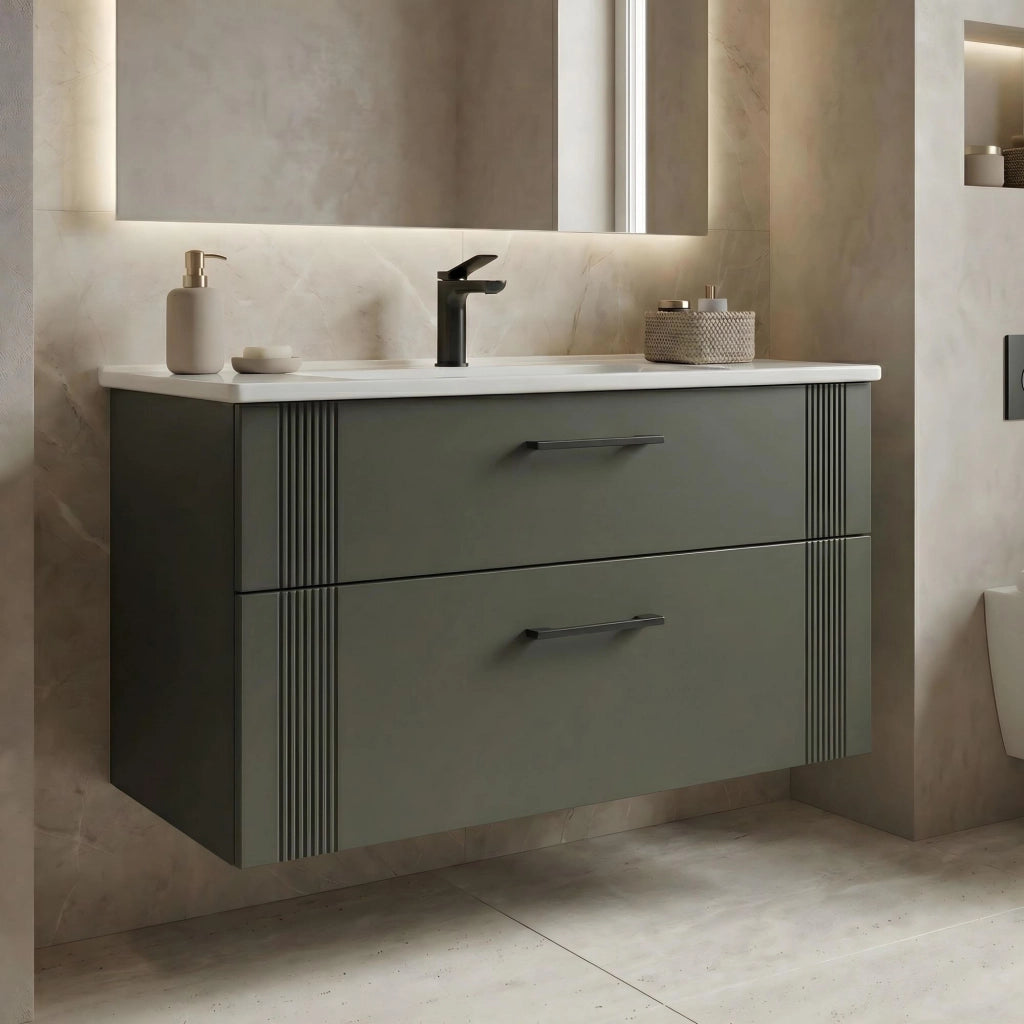 Mobile lavabo "Bari 100 v2" - 100 x 45 x 55 cm - Verde opaco