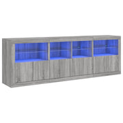 Credenza | Madia | Buffet da pranzo | Armadio da pranzo con Luci LED Grigio Sonoma 202x37x67 cm