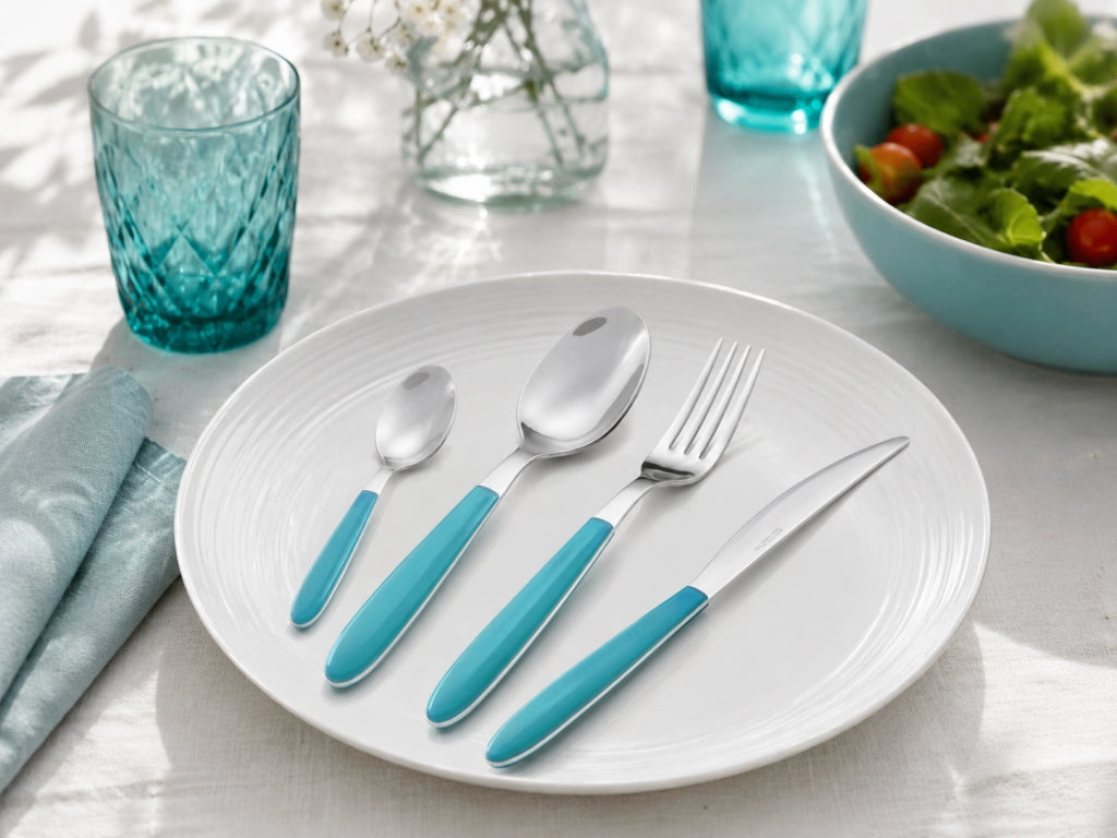 Servizio Set di Posate 24 pezzi in Acciaio Inox Eme Vero Turchese 311