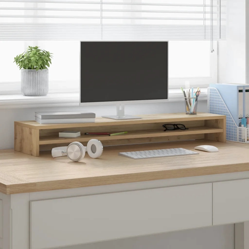 Supporto Monitor Rovere Artigianale 100x24x13 cm Multistrato