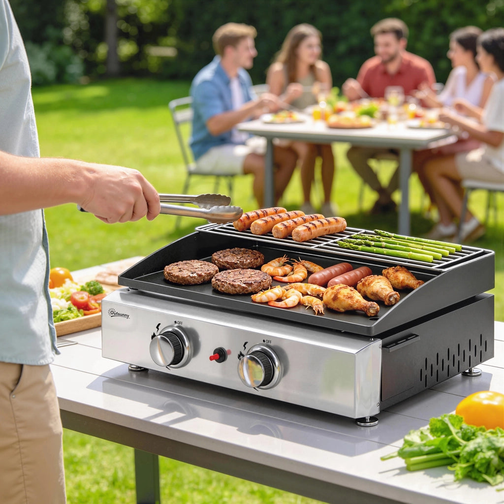 Barbecue a gas portatile 2 fuochi 5 KW ¨C zephmum ¨C grigio