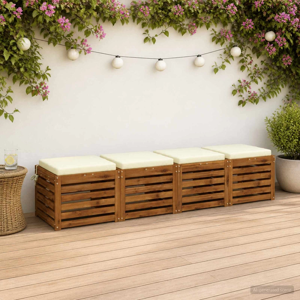 Cuscini per Sedia in 4 Pezzi SOEST 4 pz 100% Poliestere Crema 944544
