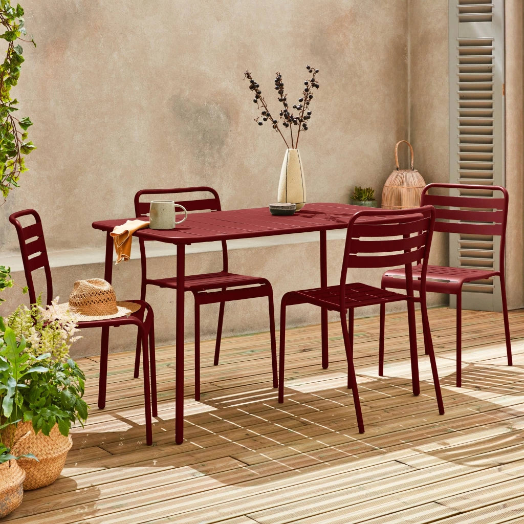 Set tavolo da giardino bistrot in metallo con 4 sedie, 120cm, terra di