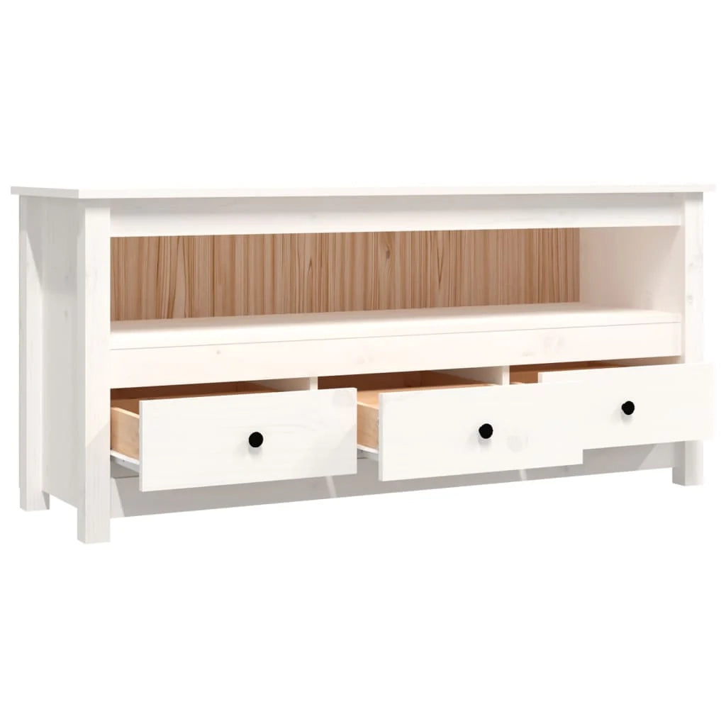 Mobile TV multimediale scaffale TV credenza mobile TV sala da pranzo soggiorno camera da letto 114 x 35 x 52 cm legno di pino massiccio bianco 02_0025783
