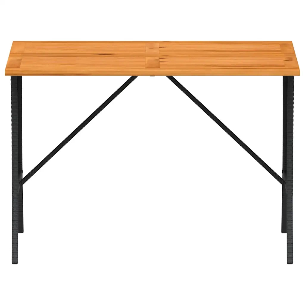 Tavolo Giardino Piano Legno Acacia Nero 105x75x72 cm Polyrattan