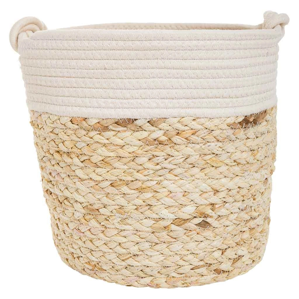 Cestino in fibra naturale e cotone marrone D29,5x29