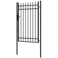 Cancelletto di Sicurezza con Serratura, 3 Chiavi e 2 Paletti, in Acciaio Zincato, 107x204 cm, Nero