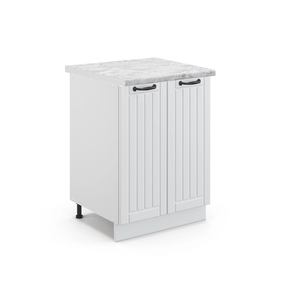 Mobiletto base cucina Fame-Line Bianco rustico/Bianco 60 cm, PL Marmo Vicco