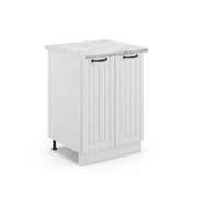 Mobiletto base cucina Fame-Line Bianco rustico/Bianco 60 cm, PL Marmo Vicco