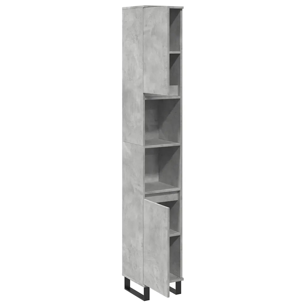 Armadietto Bagno Grigio Cemento 30x30x190 cm Legno Multistrato