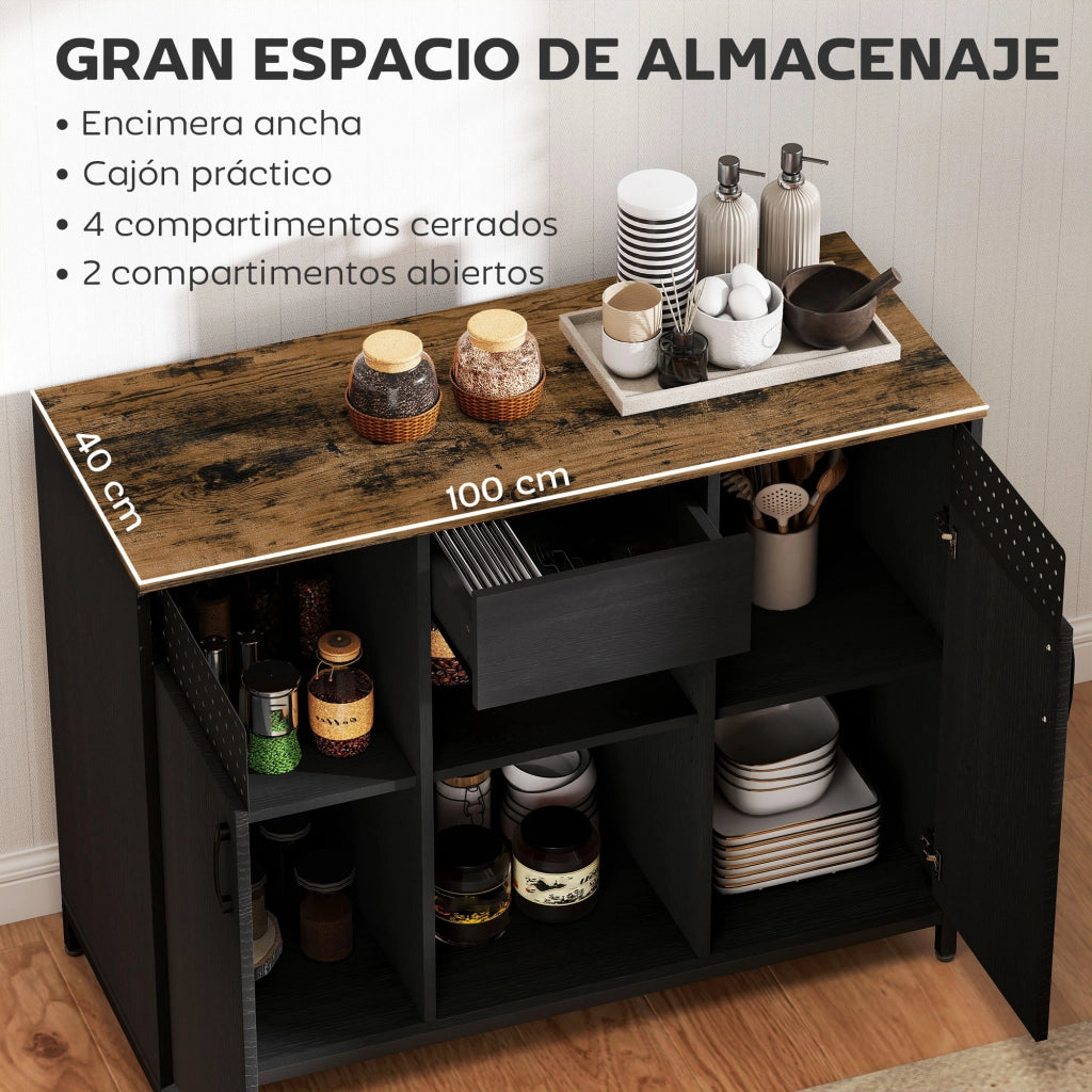 Mobile Contenitore ¨C Xylo ¨C 2 Ante 1 Cassetto Nero 100x40x80 cm
