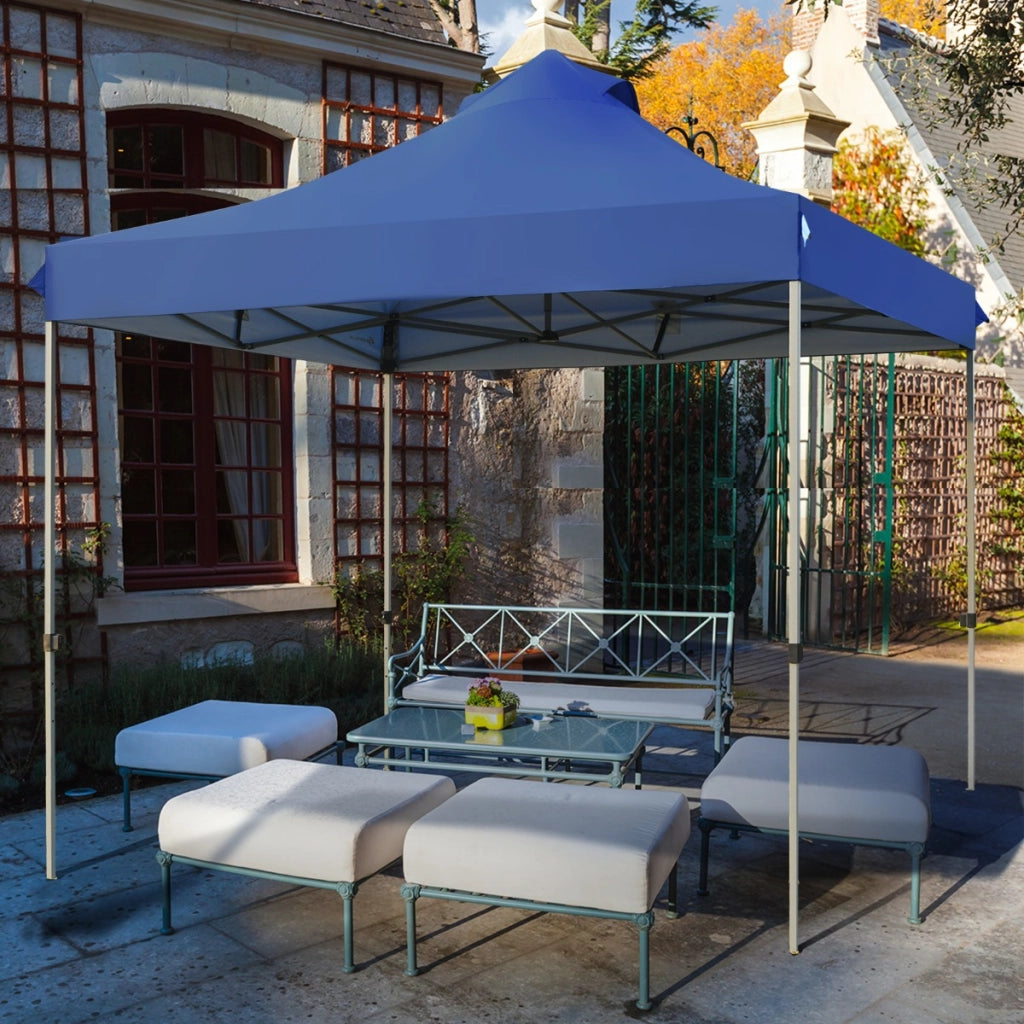 Tendone pop up 3x3m pieghevole impermeabile con borsa a ruote, Tenda da festa all'aperto facile da montare Blu-Gazebo