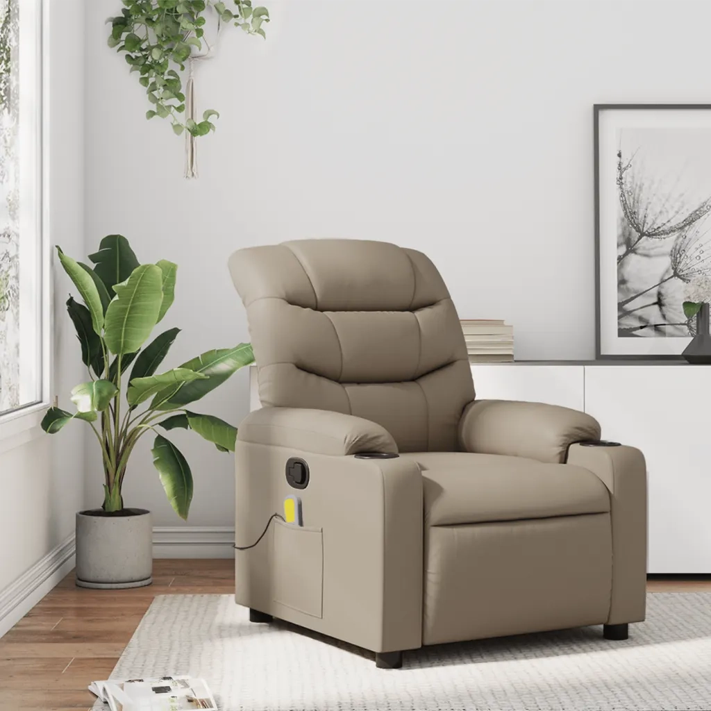 Poltrona Massaggiante | Sedia Relax Reclinabile cappuccino in Similpelle