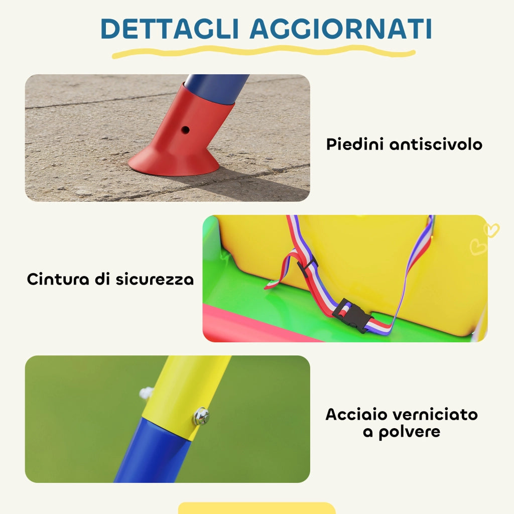 Altalena da Giardino per Bambini Regolabile ¨C Minimal ¨C Verde, Acciaio, PP, 128x155x157 cm