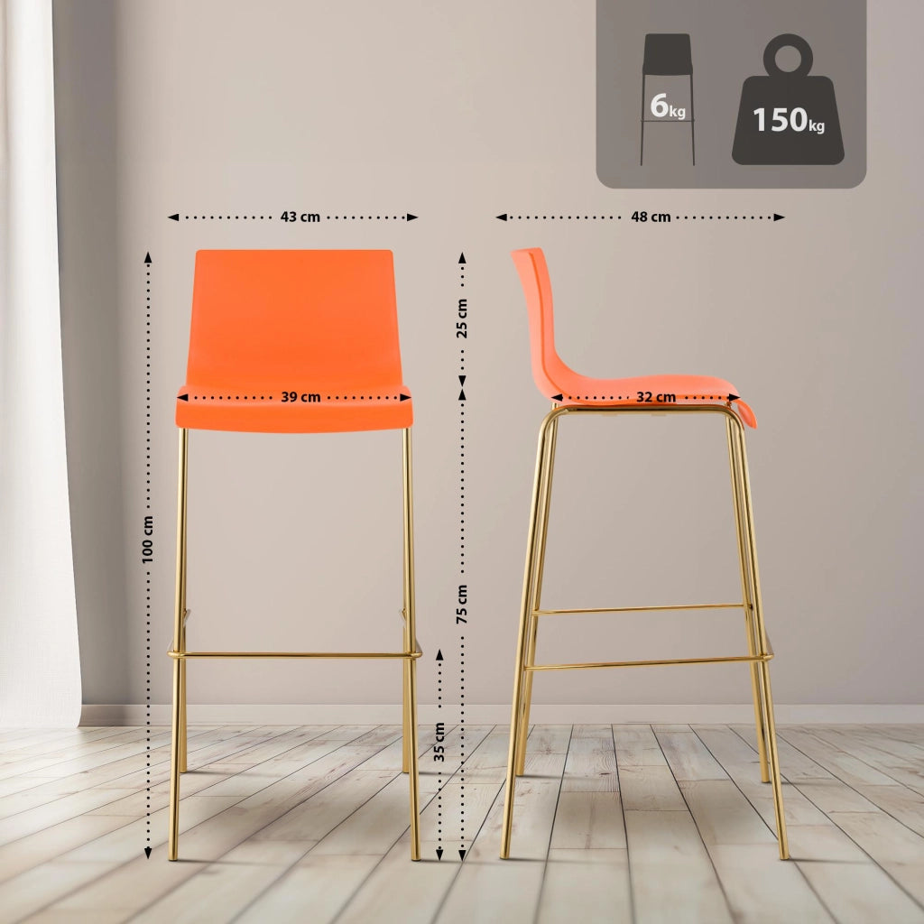 Sgabello da bar Hoover in plastica 4 piedi oro 5